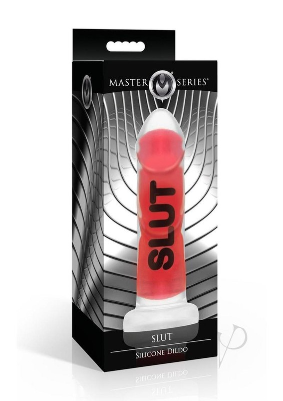 Master Series SLUT Silicone Dildo – Red/Black/Clear
