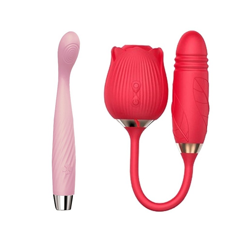 Women&rsquo;s 3-in-1 Rose Suction & 10-Speed G-Spot Vibrator Set
