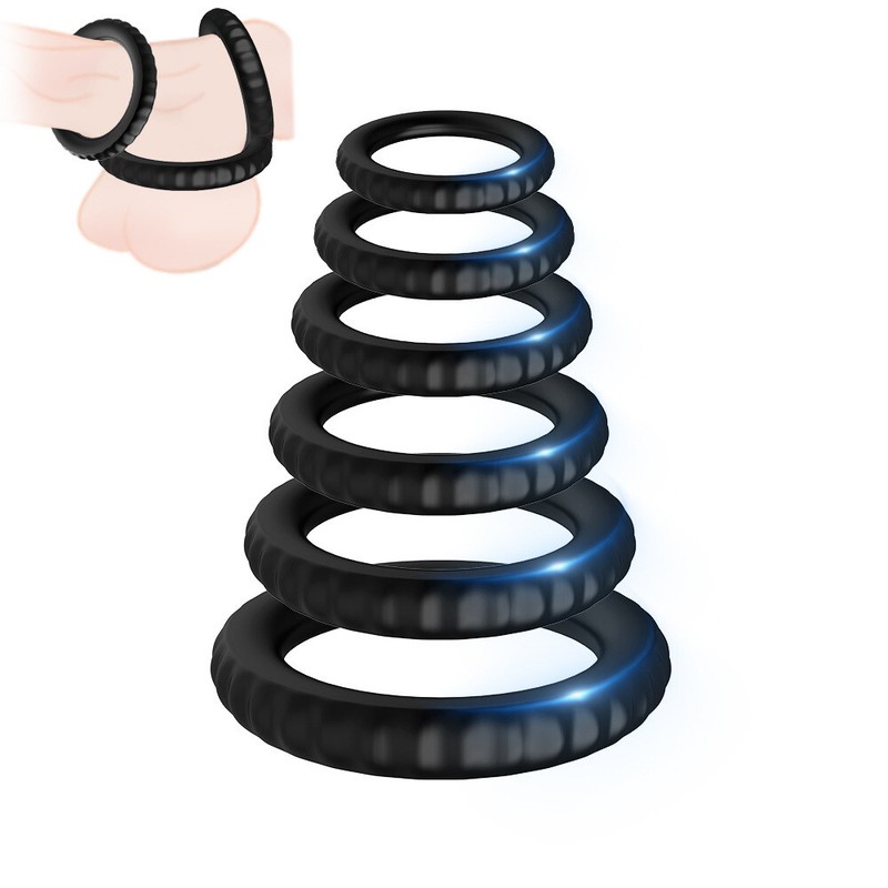 6 Penis Cock Ring Set Stretch Delay Sex Toys for Men Male Dick Erection Enhancer