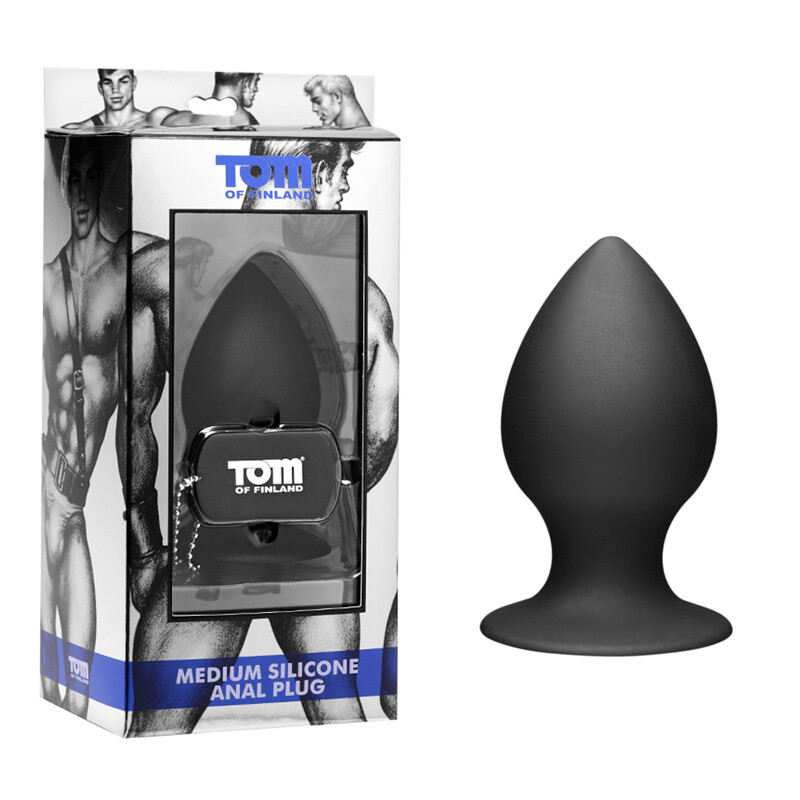 Tom of Finland Medium Silicone Anal butt plug with suction cup Base -Black