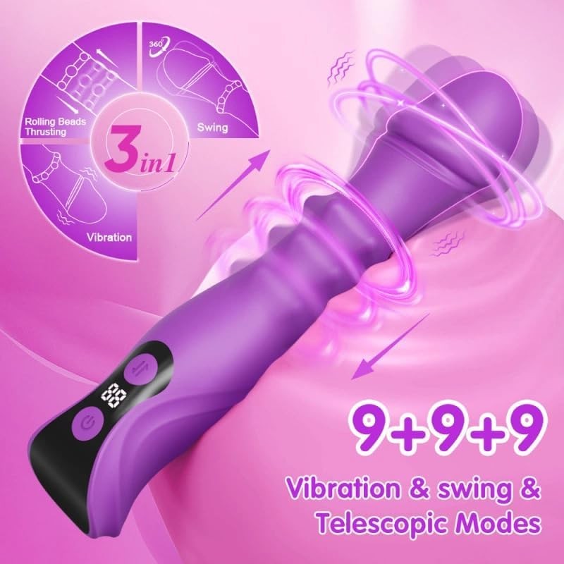 3in1 Vibrator Thrusting Dildo G Spot Clit Vibrator Massager For Women Men Female