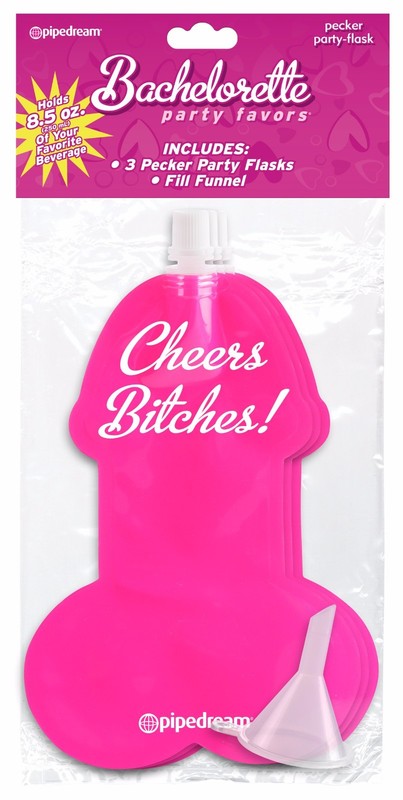 Bachelorette Party Pecker Flasks 3 pack w/ Funnel 8oz Pride 21st Birthday Bridal