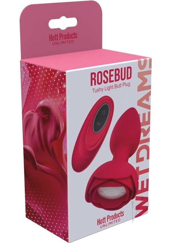 Wet Dreams Rosebud Tushy Light Silicone Butt Plug with Remote Control – Red
