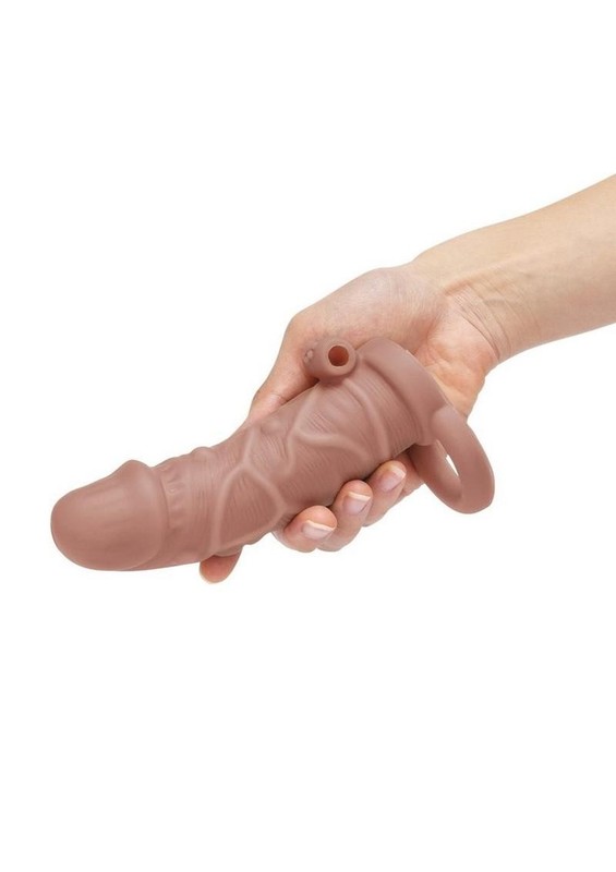 Size Up Silicone Vibrating Realistic Penis Extender with Ball Loop 1in gallery