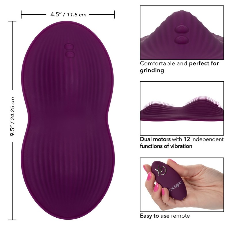 Lust remote-control Dual Rider Vibrating Silicone Massager Purple Rechargeable gallery