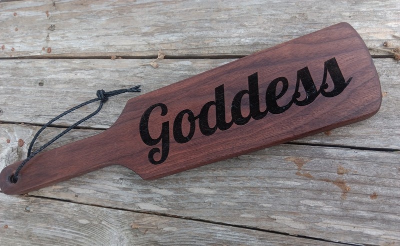 Large Walnut Wooden BDSM Spanking Paddle Laser-engraved Goddess