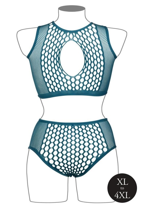 Le Desir Duo Net Key Hole Bra Set - Queen - Blue gallery