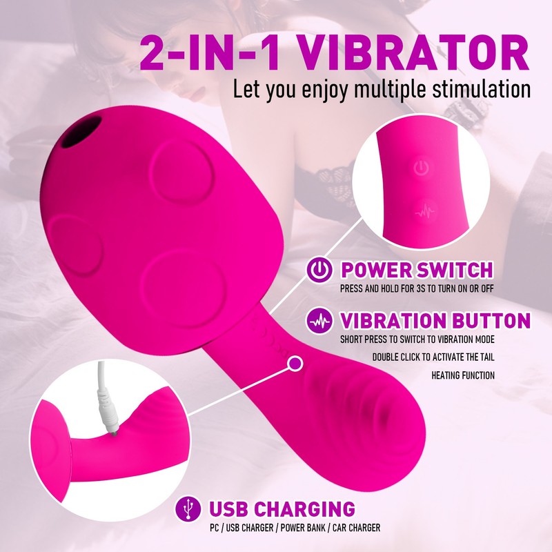 2 in 1 Masturbate and Wanking Artifact-New Couples Mushroom Wand Vibrator