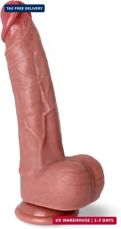 Cunhua Realistic Dildo 9 Inch, One-Piece Single-Layer Liquid Silicone Dildo with