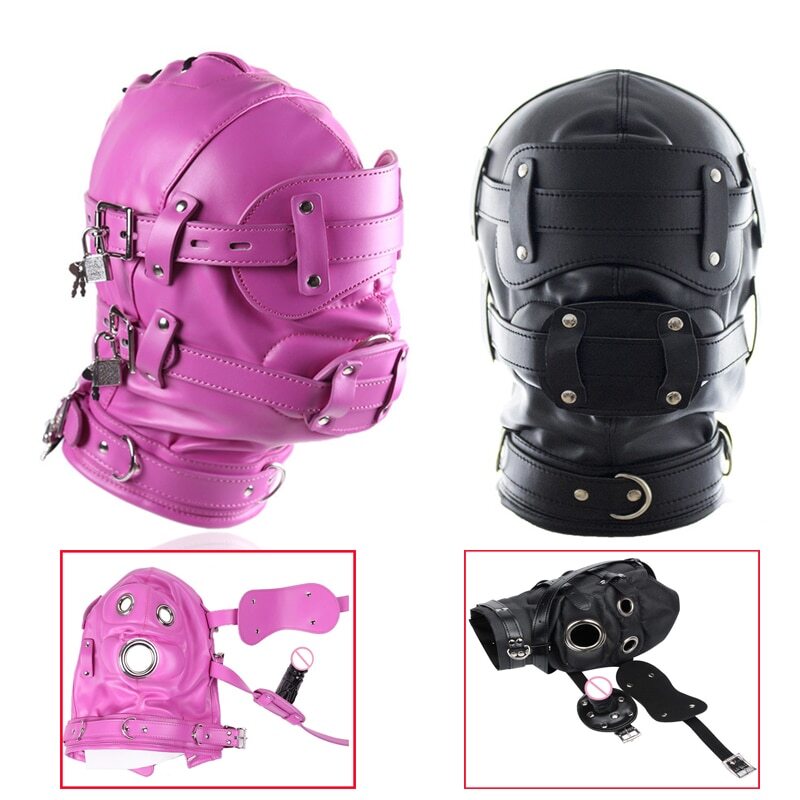 Leather Padded Hood Mask Blindfold Head Harness Restraint Mask BDSM Bondage gallery
