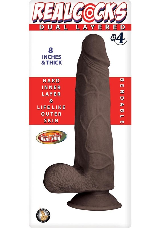Realcocks Dual Layered #4 Bendable Thick Dildo 8in – Chocolate