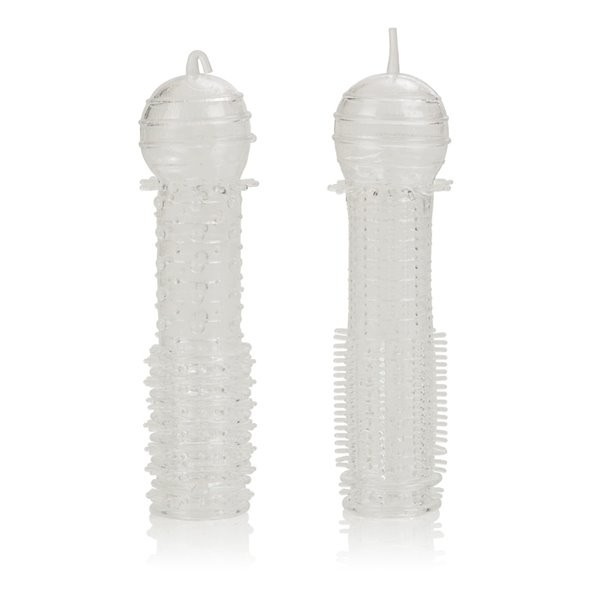 2 Soft Stretchy Penis Extension Sleeve Thicker Cock Cage Length Girth Enhancer