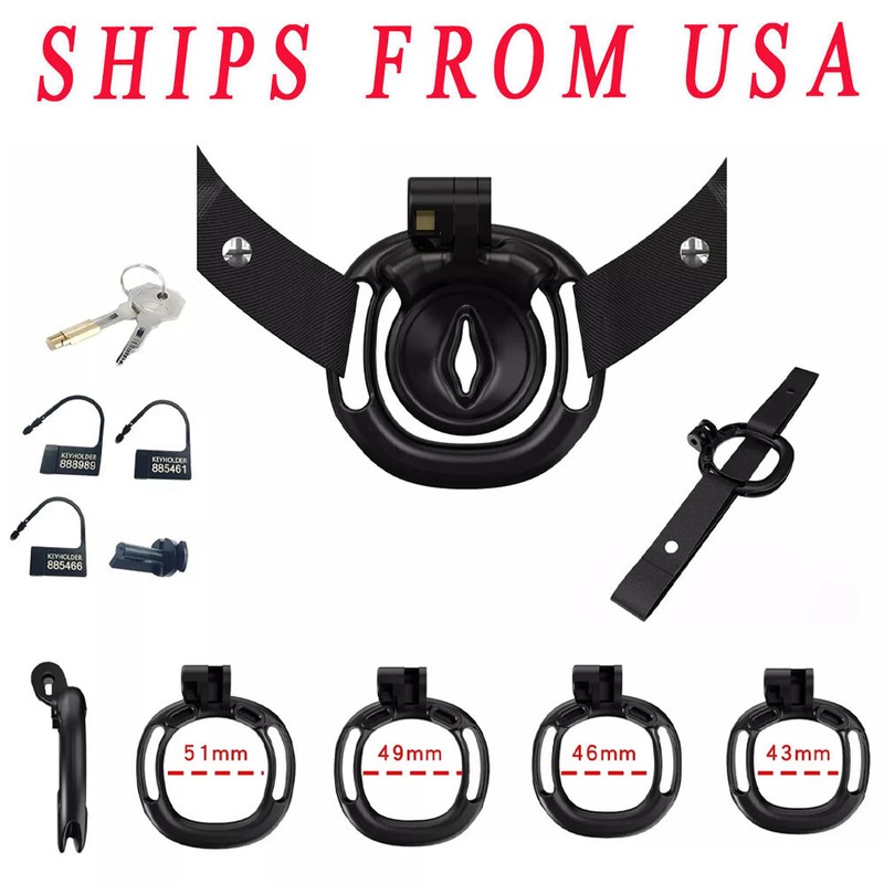 Man Sissy Negative Chastity Cage Device Male Lock Strap 4 Ring Cheat Proof Belt