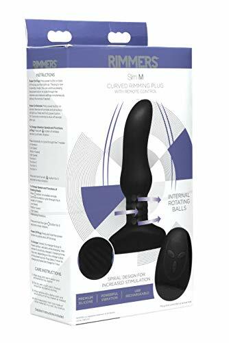 Rimmers AF934 Slim M Curved Rimming Plug with Remote Control, Black, 1 Count gallery
