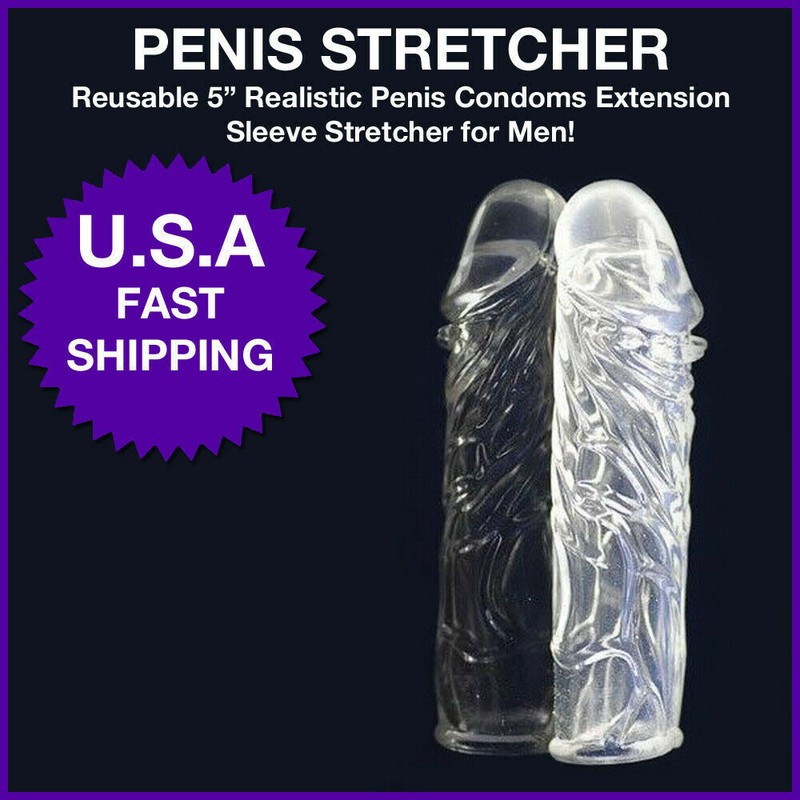 5 » Realistic Penis Reusable Condom Extension Sleeve for men Easy to Clean
