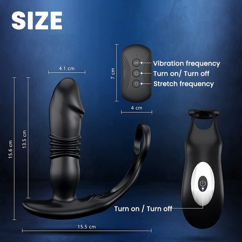 Thrusting Prostate Massager Vibrator With Penis Ring Anal Plug Sex Toys For Men gallery