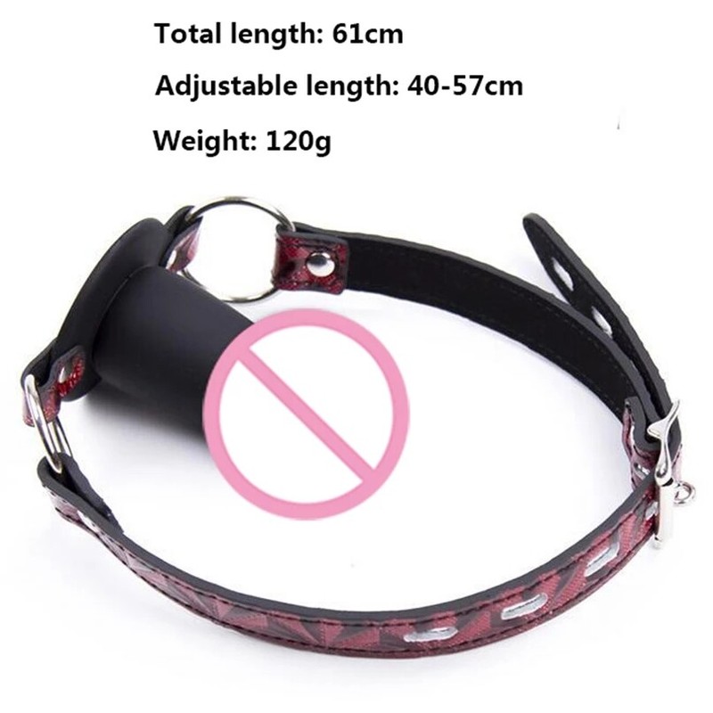 Silicone Dildo Open Mouth Gag Harness Penis Oral Stuffer Restraint Slave Sex Toy gallery
