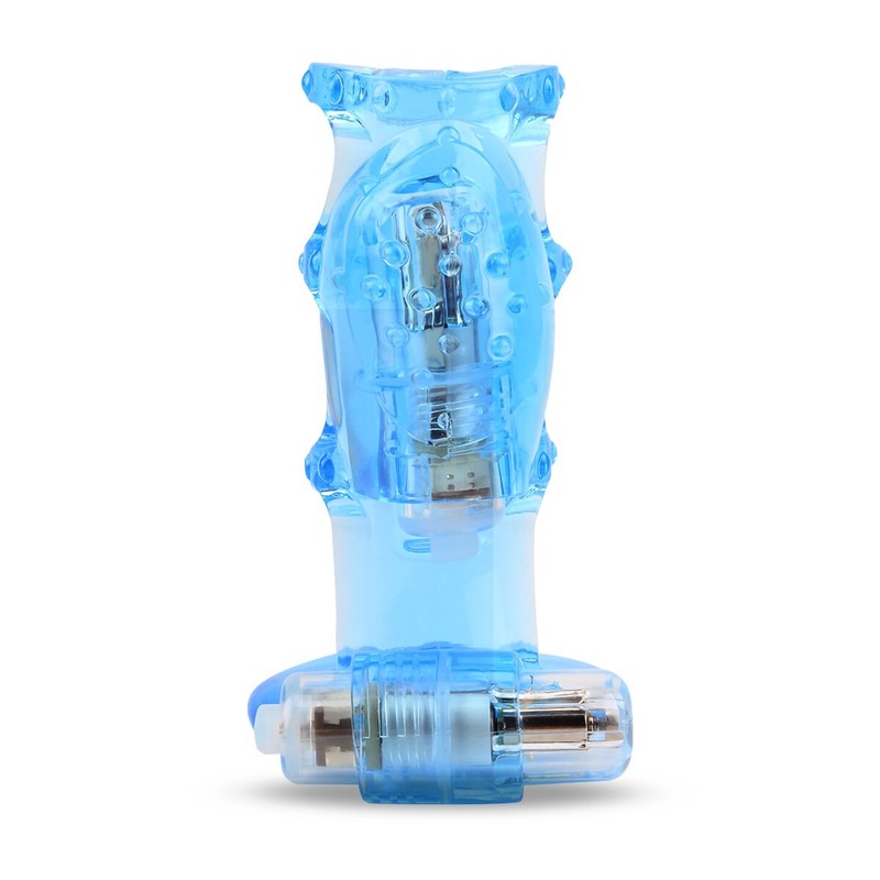 Dual Motor Vibrating Power Cock Cage Penis Ring Sleeve Extension Girth Enhancer gallery