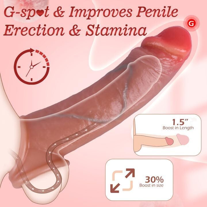 Silicone Realistic Cock Sleeve Penis Girth Extension Dick Extender Real Enlarger gallery