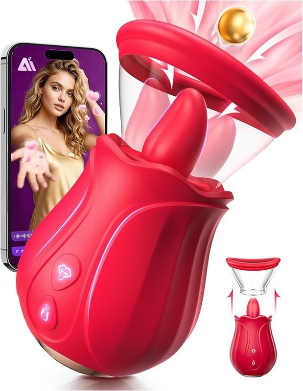 3 in 1 Sucking rose Vibrator 10 Tongue Licking 7 Sucking Nipple Anal Clitoris