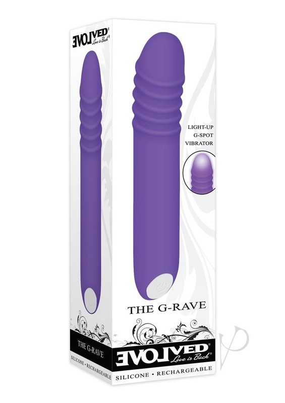 The G Rave Silicone Rechargeable G-Spot Light-Up Vibrator – Purple
