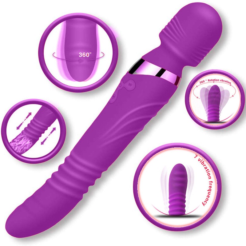 Automatic Heating Telescopic Vibrator Rotating G Spot Dildo Sex Machine Couple