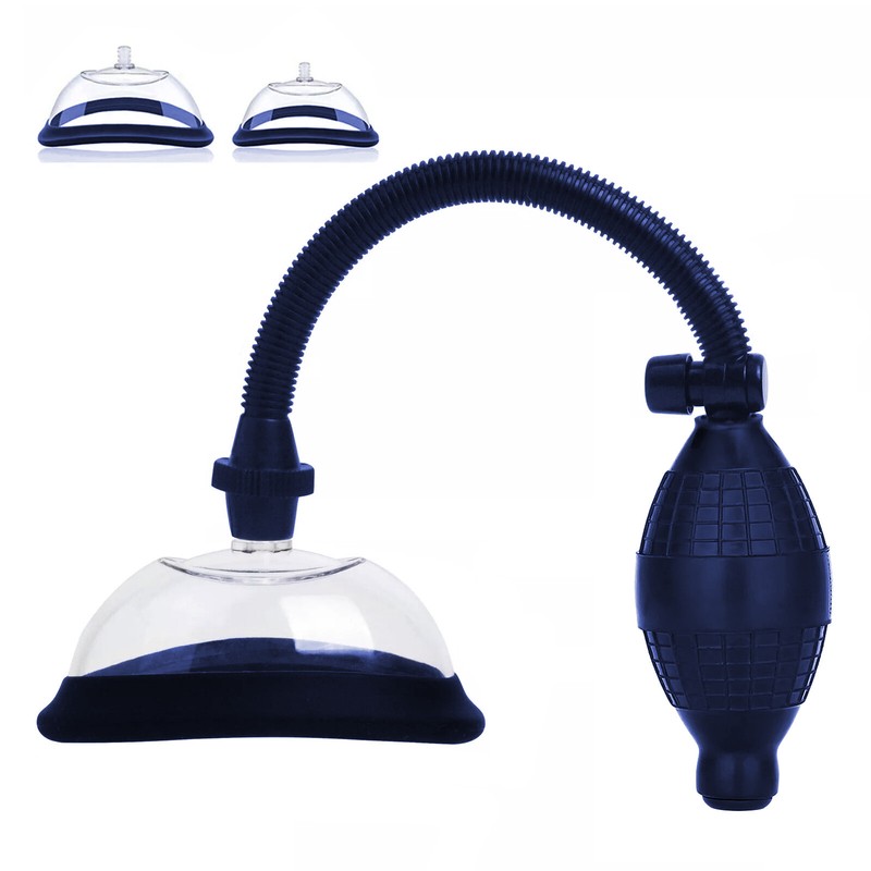 Bulb Pussy Pump with 2 Cup Sizes Vulva Sex Toy for Women Navy Blue