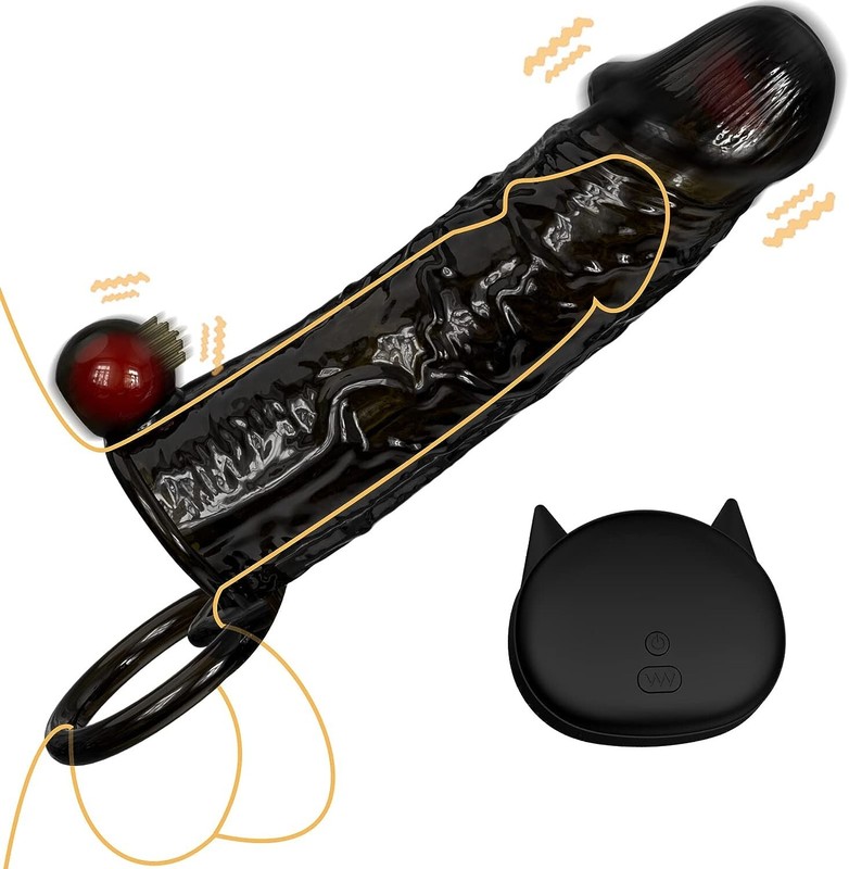 Vibrating Penis Extender Sleeve+Cock Ring 10 Vibration Mode with Remote Control gallery