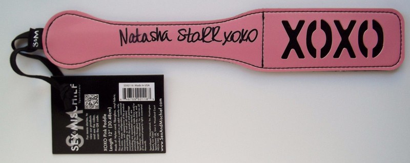 NATASHA STARR Signed 12" Pink BDSM Bondage Paddle Spanking Slap Flogger + Photo