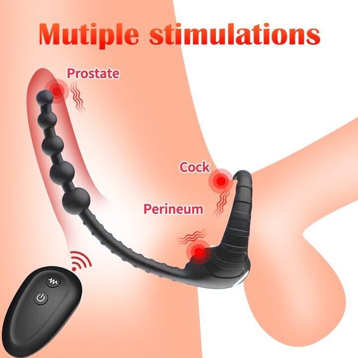 Vibrating Cock Ring Anal Butt Plug Prostate Vibrator With Remote Sex Toy For Men