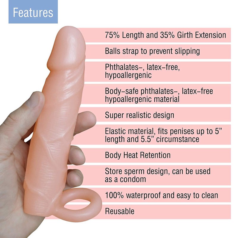 Men Thick Penis Sleeve Dick Extender Cock Enlargement Extension Sex Toy for Man
