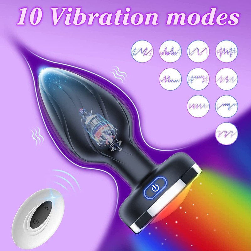 Anal Butt Plug LED Light Up Dildo Vibrator G-spot Massager Sex Toys for Women gallery