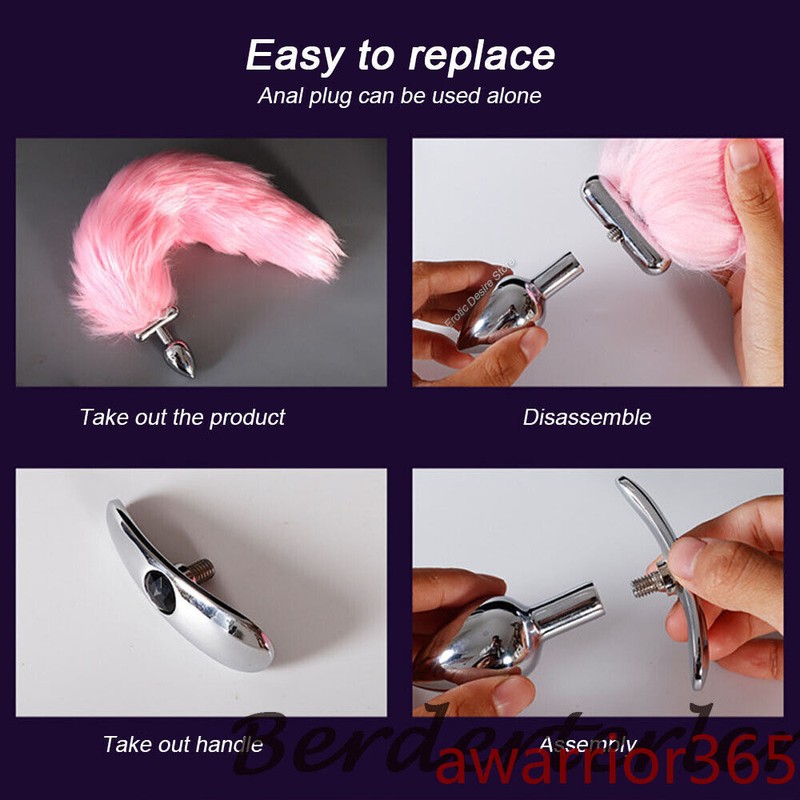 Metal Anal Beads Silicone Butt Plug for Cosplay Luminous Light Tail gallery