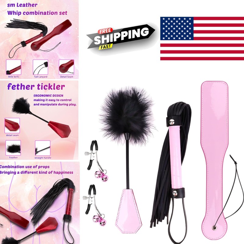 Versatile BDSM Training Set with Pink Whip Paddle and Comfortable Restraints