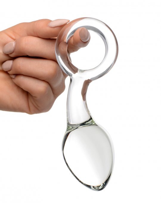 Prisms Devi Pyrex Borosilicate Glass anal plug Clear Curved Toy W/ Control Loop gallery