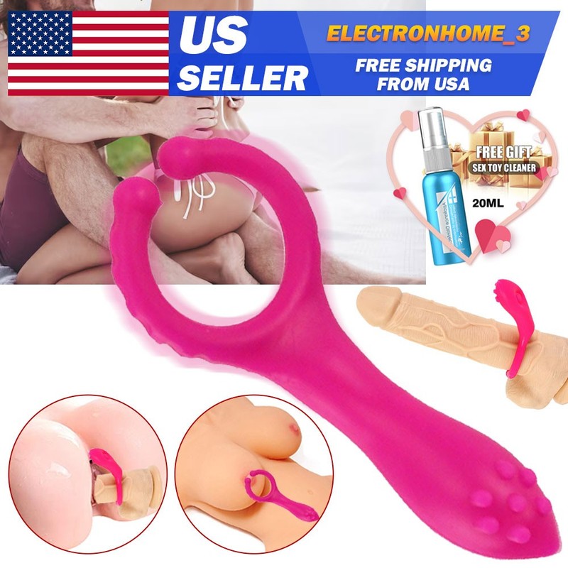 Vibrating Penis Cock Ring Dual Clit Stimulator Couple Sex Toys-For Men Enhancer