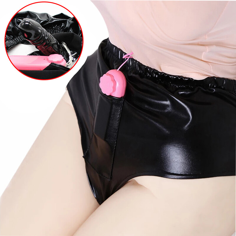 Patent Leather Panties With Dildo Anal Clitoral Penis G-spot Stimulate Realistic gallery