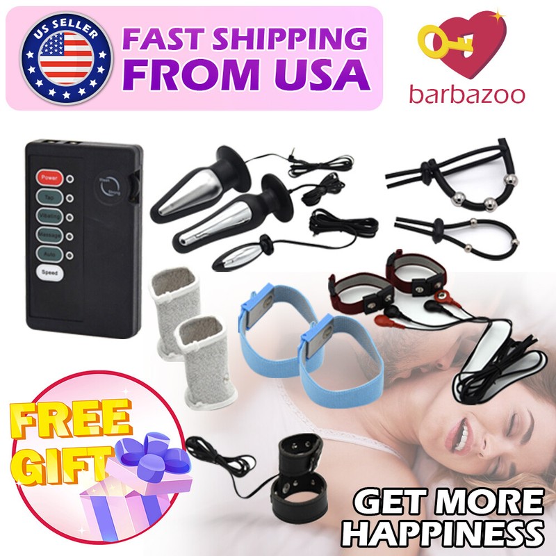 Electric E-Stim Shock Vibrating Prostate Anal Butt Plug Penis-Cock-Ring Sex Toys