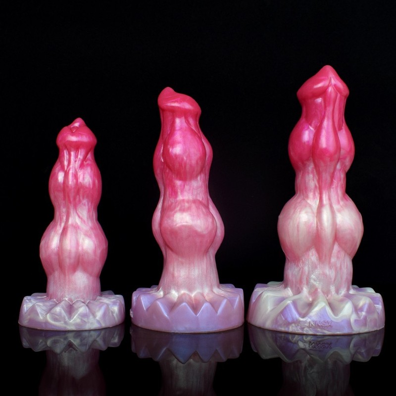 Pink Fantasy Muscle Texture Dildo Double Knots Suction Cup G-spot Adult Sex Toy gallery