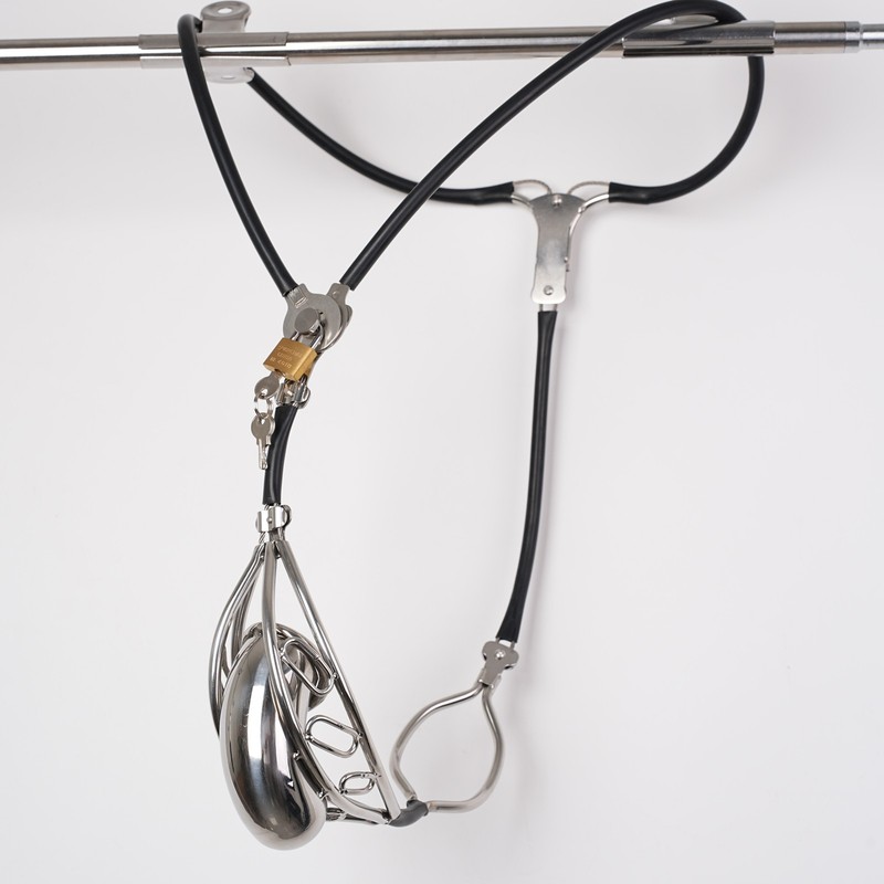 Men Invisible Pants Chastity Belt Stainless Steel Cock Cage Adjustable Device SM