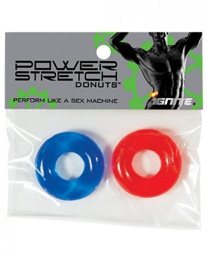 Cock Ring Power Stretch Donuts 2 Pack Red / Blue