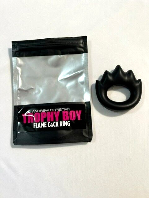Stretchable Andrew Christian "Flame" Black Silicone Cock Ring - Black (649456) gallery