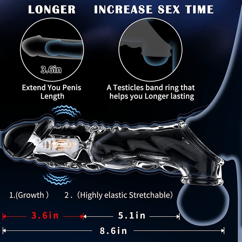 Vibrating Penis Extender Sleeve Enhancer Enlarger Girth Cockring Sex Toy for Men gallery