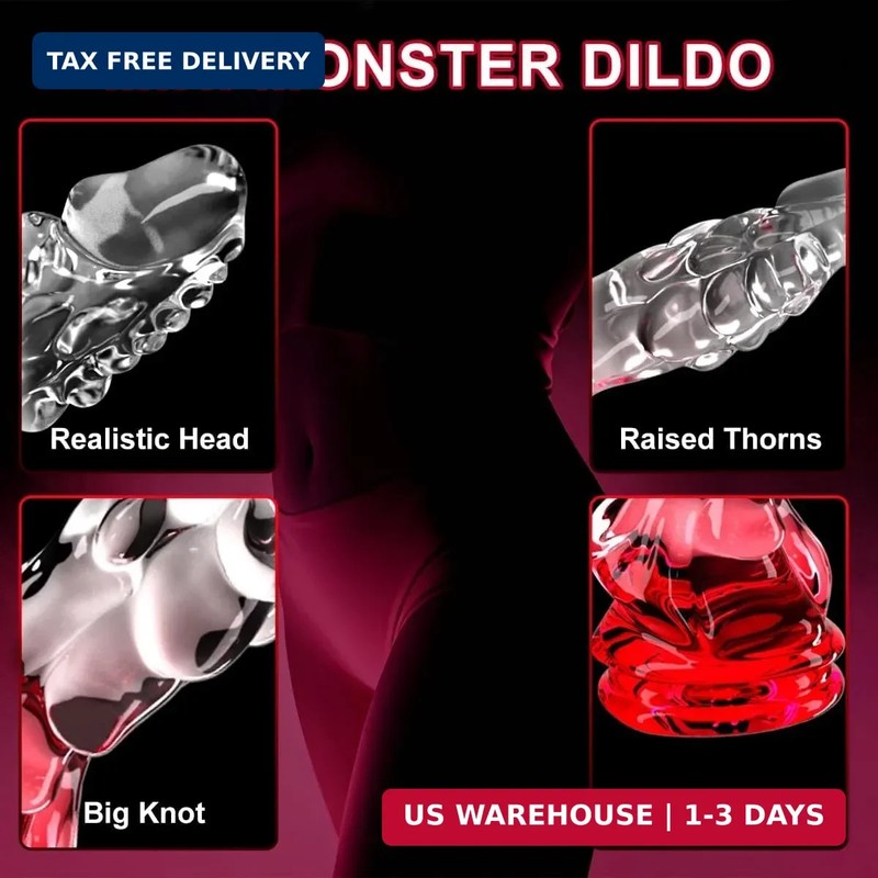 Dragon Dildo, 6.7'' Monster Dildo with Strong Suction Cup, Jelly Clear-Red Gradi gallery