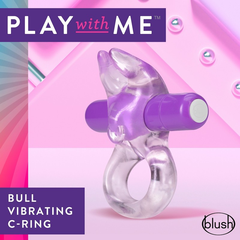 Blush Play With Me Stretchy Fits All Penises Waterproof Bull Vibrating C-Ring gallery