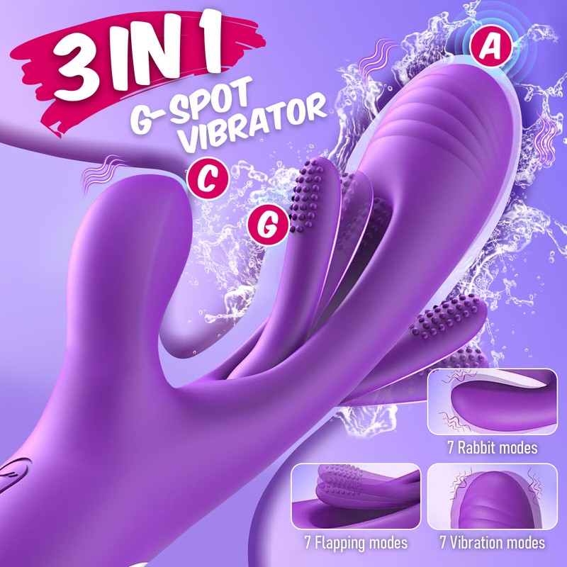 3IN1 Patting Rabbit Vibrator Dildo G-spot Clit Massager Finger Sex Toy For Women gallery