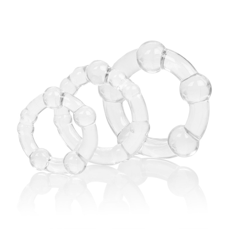 Cal Exotics Island Cock Beaded Rings Clear 3PK - Men Penis Erection Enhancer gallery