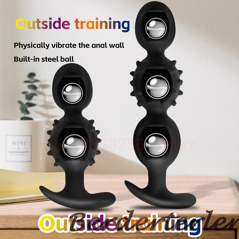 Silicone Rolling Beads AnalPlug Anal Beads Metal Built-In Balls ButtPlug Sex Toy gallery
