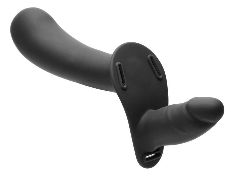 Rechargeable Silicone Vibrating Double Dildo Strapless Strap On with Remote gallery