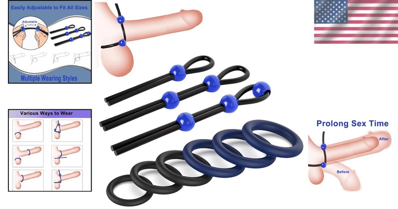 Dark Blue Adjustable Cock Rings for Men Easy to Clean Waterproof Design gallery